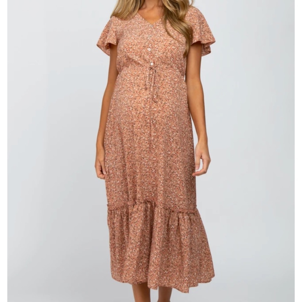 P I N K B L U S H Mauve Printed Maternity Dress